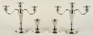 TWO PAIRS OF STERLING SILVER CANDLESTICKS GORHAM