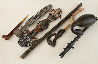 7PC. COLLECTION WOOD AND BONE ETHNOGRAPHICA