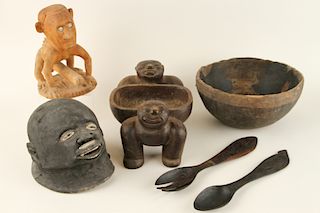 COLLECTION 6 CARVED WOOD AFRICAN ETHNOGRAPHICA