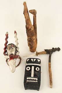 COLLECTION OF 4 CARVED WOOD AFRICAN ETHNOGRAPHICA