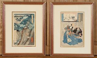 TWO SIGNED ANTIQUE JAPANESE WOOD BLOCK PRINTS