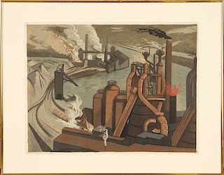 HARRY GOTTLIEB "STEEL MILL" LITHOGRAPH SIGNED