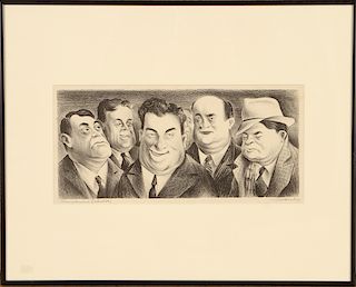 RUSSELL LIMBACH "GANGSTERS AND DETECTIVES" LITHO