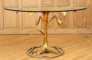 ARTHUR COURT LILY FORM GLASS TOP TABLE