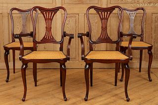 FOUR SIGNED THONET ART NOUVEAU DINING CHAIRS