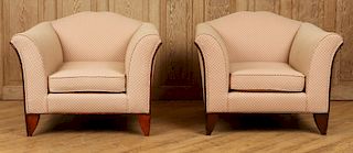 PAIR ART DECO UPHOLSTERED ARM CHAIRS UPHOLSTERED