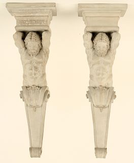 PAIR COMPOSITION WALL BRACKETS NEOCLASSICAL MOTIF