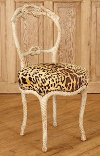 FRENCH FAUX LEOPARD UPHOLSTERED SIDE CHAIR C.1900