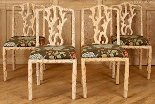 LOT OF 4 TWIG FORM UPHOLSTERED DINING CHAIRS