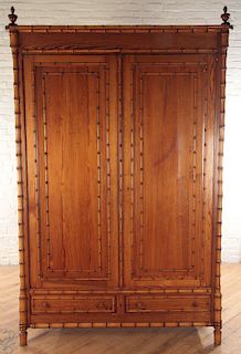 LATE 19TH CENT. FRENCH FAUX BAMBOO ARMOIRE
