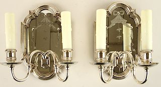 PAIR HOLLYWOOD REGENCY STYLE 2 LIGHT WALL SCONCES