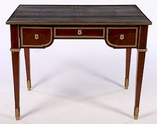 A BRONZE MOUNTED FRENCH LOUIS XVI LEATHER DESK