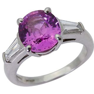 Tiffany & Co PT 950 2.30 TCW Diamond Pink Sapphire Ring