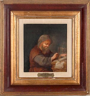 After Gerrit Dou (Flemish, 1613-1675) Galileo, Oil on board.