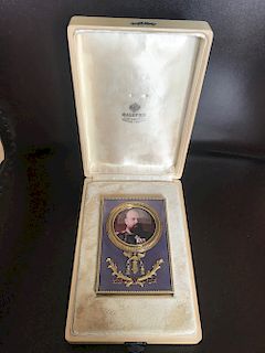 Russian Silver Enamel Purple Frame with Miniature