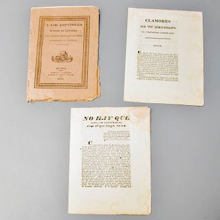 Lote de 3 documentos. 1826 y 1836. Consta de: El Federalista,  Un Mexicano Ocupado y Varios Ciudadanos.