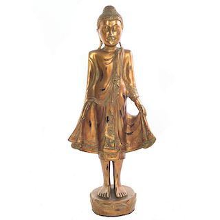 Príncipe Siddharta Gautama (Buda). Origen oriental. Siglo XX. Elaborado en resina dorada.