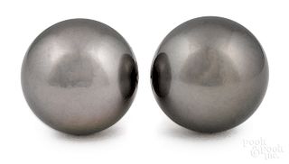 Pair of South Sea Tahitian pearl earrings
