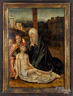 Old Master oil on panel of Christ and Mary