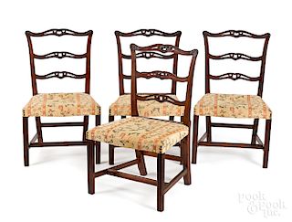 Set of four Connecticut Chippendale dining chairs