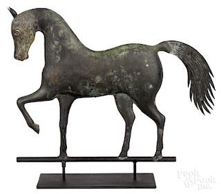 Swell bodied copper index horse weathervane