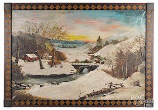 American oil on canvas winter landscape