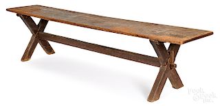 Large American pine and oak trestle table
