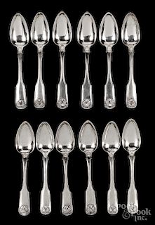 Two sets of six Philadelphia coin silver spoons