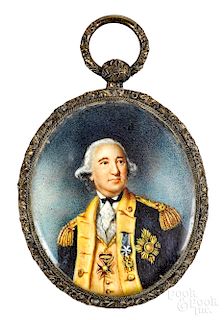 Miniature watercolor on ivory portrait of George Washington