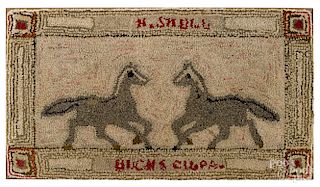 Bucks County, Pennsylvania hooked rug with horses
