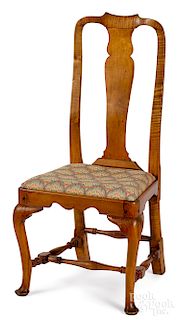 New England Queen Anne curly maple dining chair