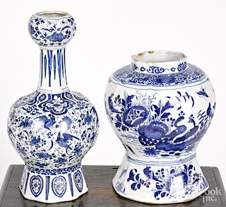 Two Delft blue and white vases