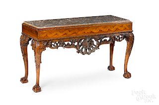 Pair of George III style mahogany slab tables