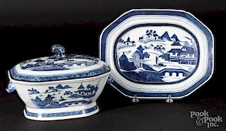 Chinese export porcelain Canton tureen and undertray