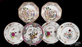 Six assorted Chinese export porcelain plates