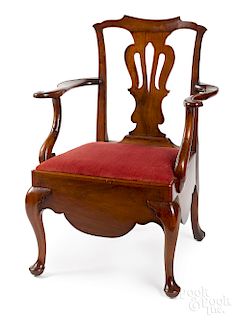 Southern Queen Anne walnut necessary chair