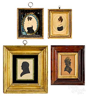 Four silhouettes and miniatures