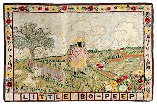 American Little Bo-Peep hooked rug