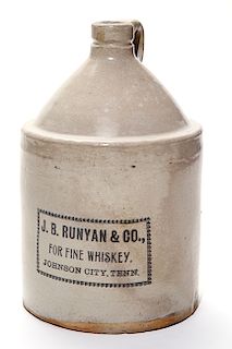 J.B. Runyan & Co 1 Gallon Whiskey Jug-For Fine Whiskey Johnson City, TN.  