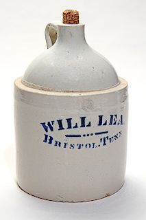 Will Lea 1 Gallon Whiskey Jug, Bristol Tn.  