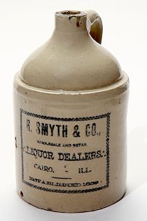 R. Smyth and Co 2 Quart Wholesale and Retail Liquor Dealers, Cairo Ill, 