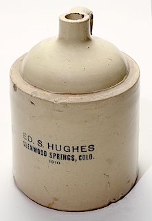 Ed S. Hughes, 1 Gallon jug, Glenwood Springs CO 1910. 