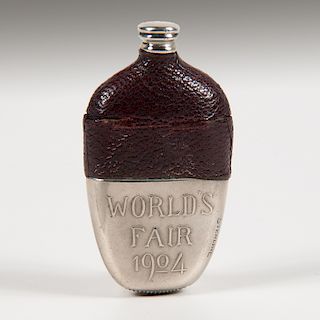 1904 St. Louis World's Fair Whiskey Flask Silverplated Match Safe 
