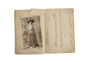 Michel y Parra, Alberto. Recuerdos Teatrales. Mexico, XXth. Century Beginnings. Autograph album of Theater actresses in Mexico. 14 x 20 cm.
