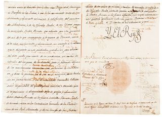 Carlos IV. Promoción del Dr. D. Josef Ruiz de Consejares Maestrescuela de la S. Yglesia Metropolitana de Mexico... Madrid, 1810. Signature.