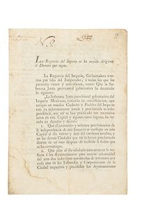 Herrera, José Manuel. Decreto sobre Juramento y Solemne Proclamación de la Independencia. Mexico, octubre 10 de 1821. Rubric.