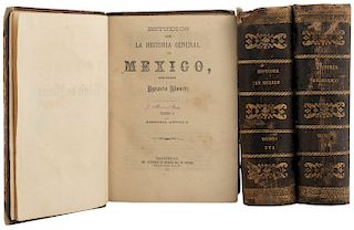Álvarez, Ignacio. Estudios sobre la Historia General de Mexico. Zacatecas, 1875-77. Tomes I - VI in three volumes. Pieces: 3.