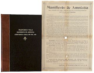 Villa, Francisco. Manifiesto de Amnistía. Que concede el Primer Jefe del Ejército Constitucionalista del Edo. de Chihuahua. Chihuahua, 1913.