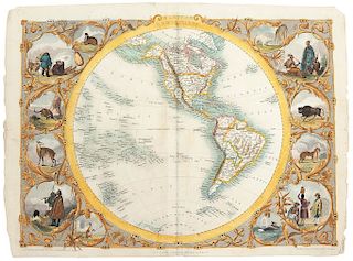 Tallis, John. Western Hemisphere. London. Edinburgh & Diblin, 1851.  Coloured engraved map, 25 x 33.5 cm. Engraved by J. Rapkin.