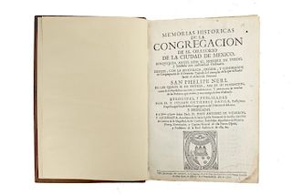 Gutiérrez Dávila, Julián. Memorias Históricas de la Congregación de el Oratorio de la Ciudad de Mexico. Mexico, 1736. Engraving. Rare. 